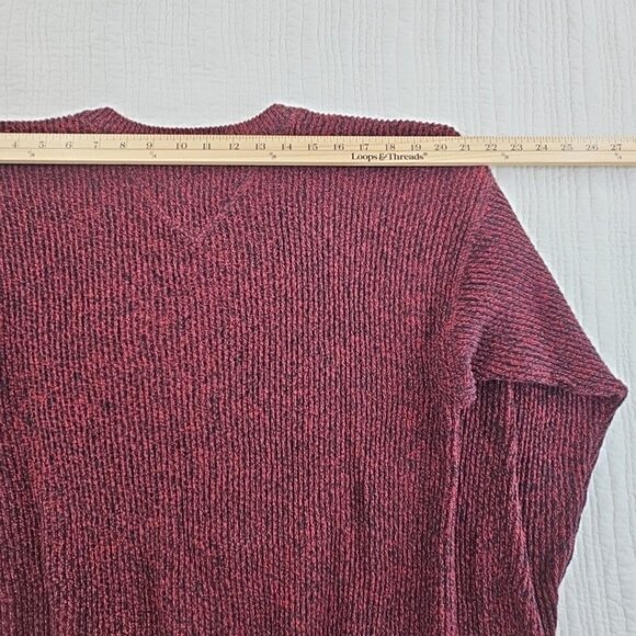 Vintage 90’s Tommy Hilfiger Sweater Men's M Red Black Chunky Knit EUC LS LN - Picture 10 of 14